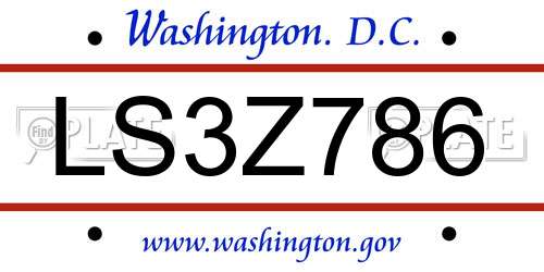 LS3Z786 District Of Columbia License Plate
