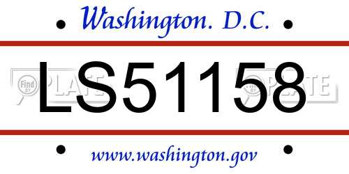 LS51158 District Of Columbia License Plate