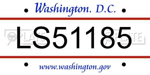 LS51185 District Of Columbia License Plate