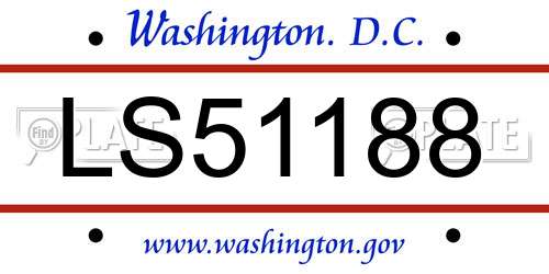 LS51188 District Of Columbia License Plate