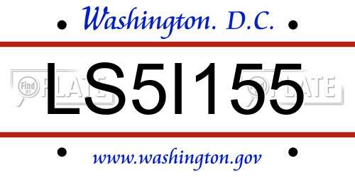 LS5I155 District Of Columbia License Plate
