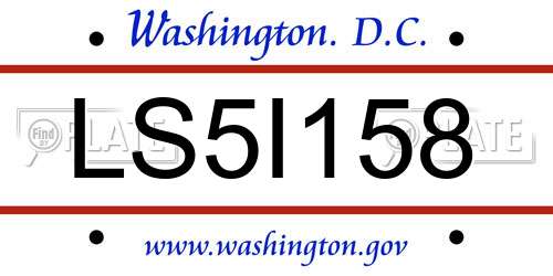 LS5I158 District Of Columbia License Plate
