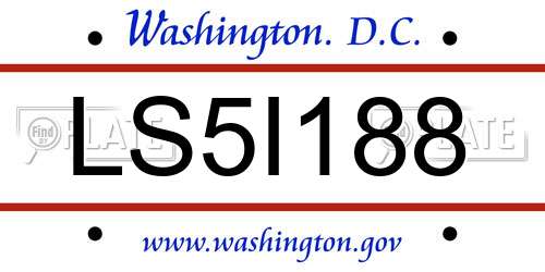 LS5I188 District Of Columbia License Plate