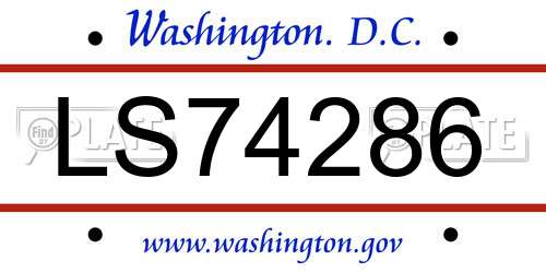 LS74286 District Of Columbia License Plate