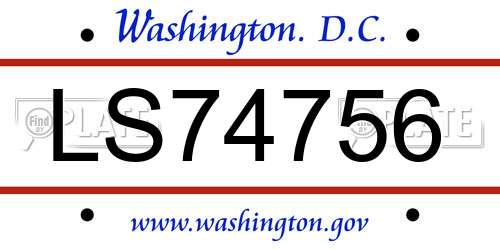 LS74756 District Of Columbia License Plate