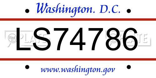 LS74786 District Of Columbia License Plate