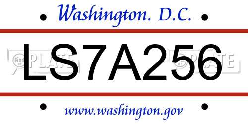 LS7A256 District Of Columbia License Plate