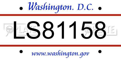 LS81158 District Of Columbia License Plate