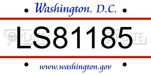 LS81185 District Of Columbia License Plate