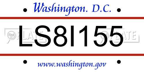 LS8I155 District Of Columbia License Plate