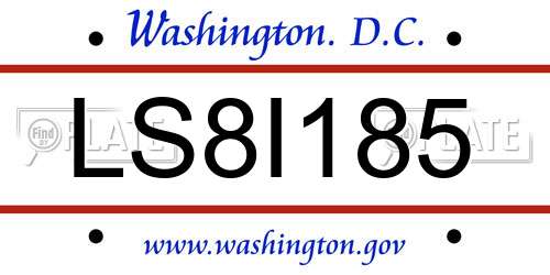 LS8I185 District Of Columbia License Plate