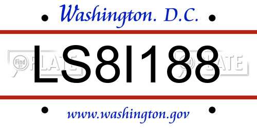 LS8I188 District Of Columbia License Plate