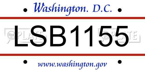 LSB1155 District Of Columbia License Plate