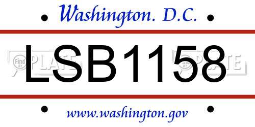 LSB1158 District Of Columbia License Plate