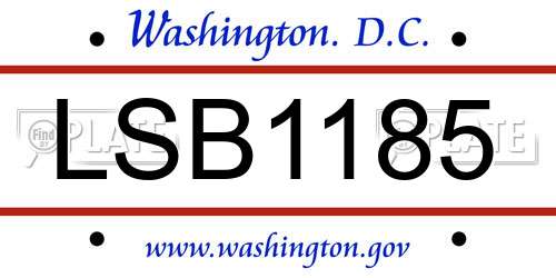 LSB1185 District Of Columbia License Plate
