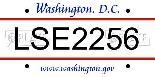 LSE2256 District Of Columbia License Plate