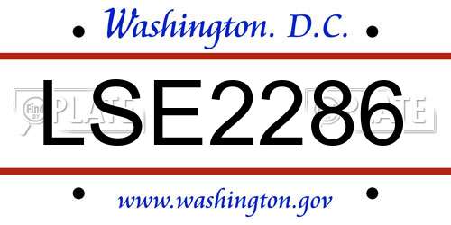 LSE2286 District Of Columbia License Plate
