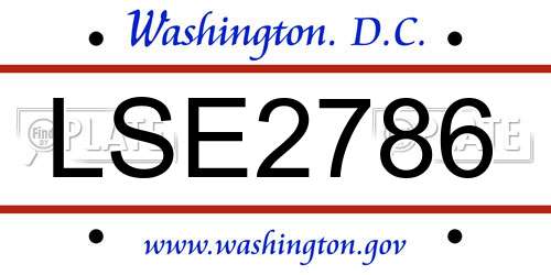 LSE2786 District Of Columbia License Plate
