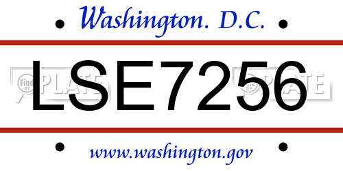 LSE7256 District Of Columbia License Plate