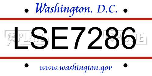 LSE7286 District Of Columbia License Plate