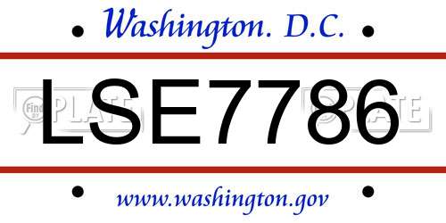 LSE7786 District Of Columbia License Plate