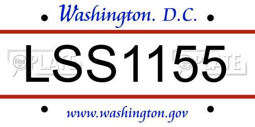 LSS1155 District Of Columbia License Plate
