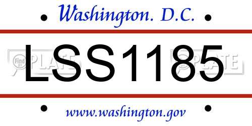 LSS1185 District Of Columbia License Plate