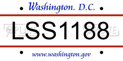 LSS1188 District Of Columbia License Plate
