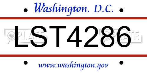 LST4286 District Of Columbia License Plate