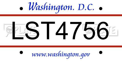 LST4756 District Of Columbia License Plate