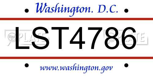 LST4786 District Of Columbia License Plate