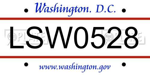 LSW0528 District Of Columbia License Plate