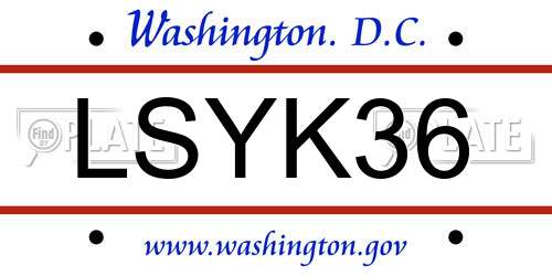 LSYK36 District Of Columbia License Plate