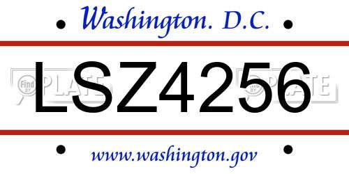 LSZ4256 District Of Columbia License Plate