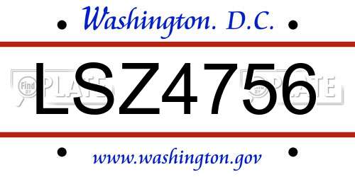 LSZ4756 District Of Columbia License Plate