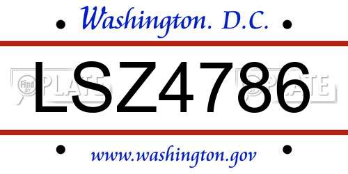 LSZ4786 District Of Columbia License Plate