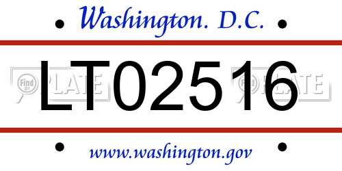 LT02516 District Of Columbia License Plate
