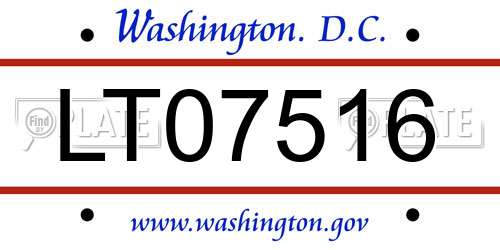 LT07516 District Of Columbia License Plate