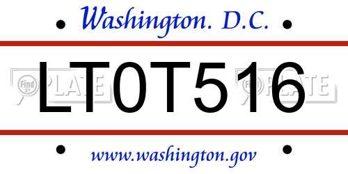LT0T516 District Of Columbia License Plate