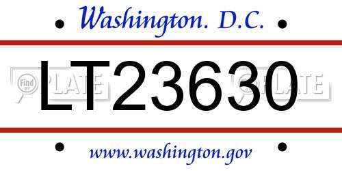 LT23630 District Of Columbia License Plate