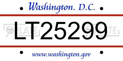 LT25299 District Of Columbia License Plate