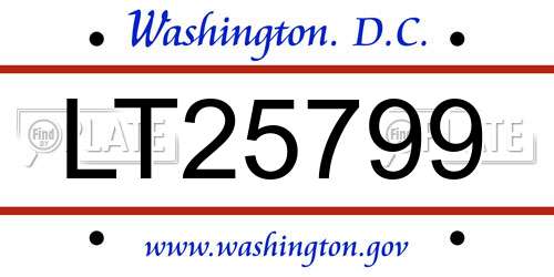 LT25799 District Of Columbia License Plate