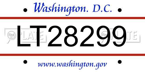LT28299 District Of Columbia License Plate