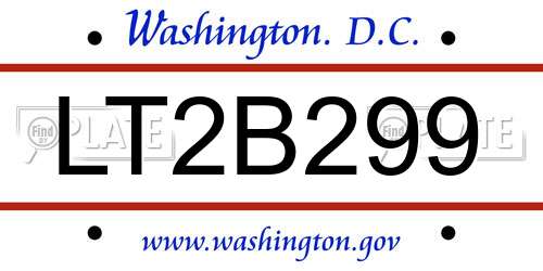 LT2B299 District Of Columbia License Plate