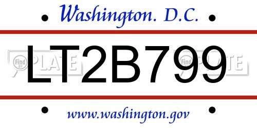 LT2B799 District Of Columbia License Plate