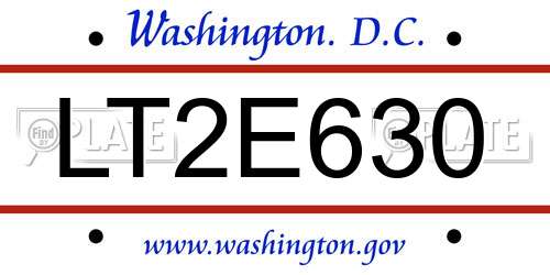 LT2E630 District Of Columbia License Plate