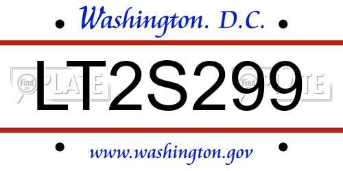 LT2S299 District Of Columbia License Plate