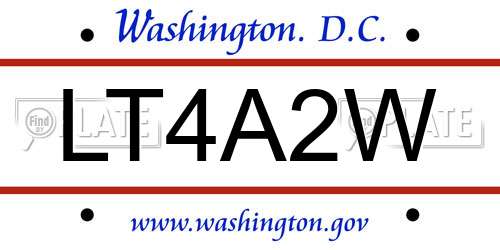 LT4A2W District Of Columbia License Plate