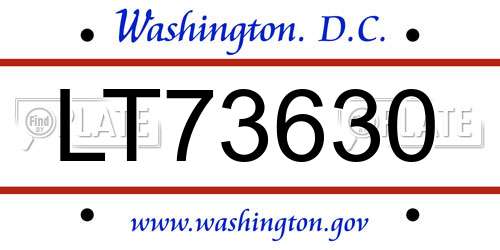 LT73630 District Of Columbia License Plate