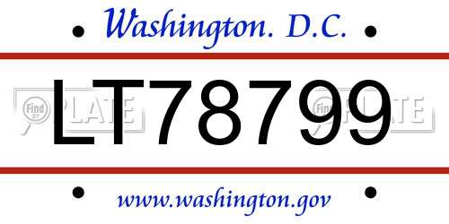 LT78799 District Of Columbia License Plate